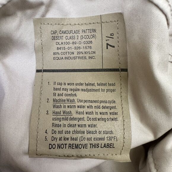 US Military Camouflage Pattern Cap 7 1/8 Desert Class 2 3-Color Ear Flap Equa - Picture 2 of 10